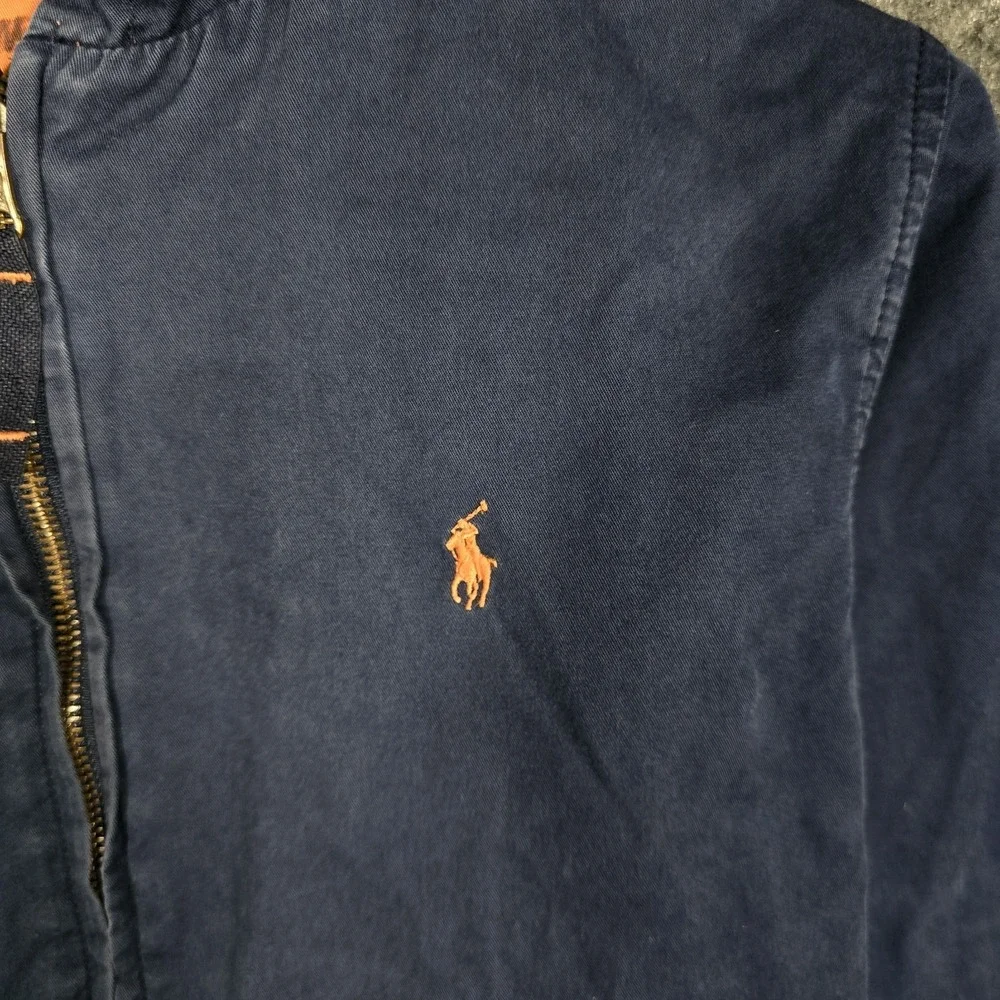 VTG Polo‎ Ralph Lauren Jacket Boys Small Reversible Full Zip Hooded Blue Orange
